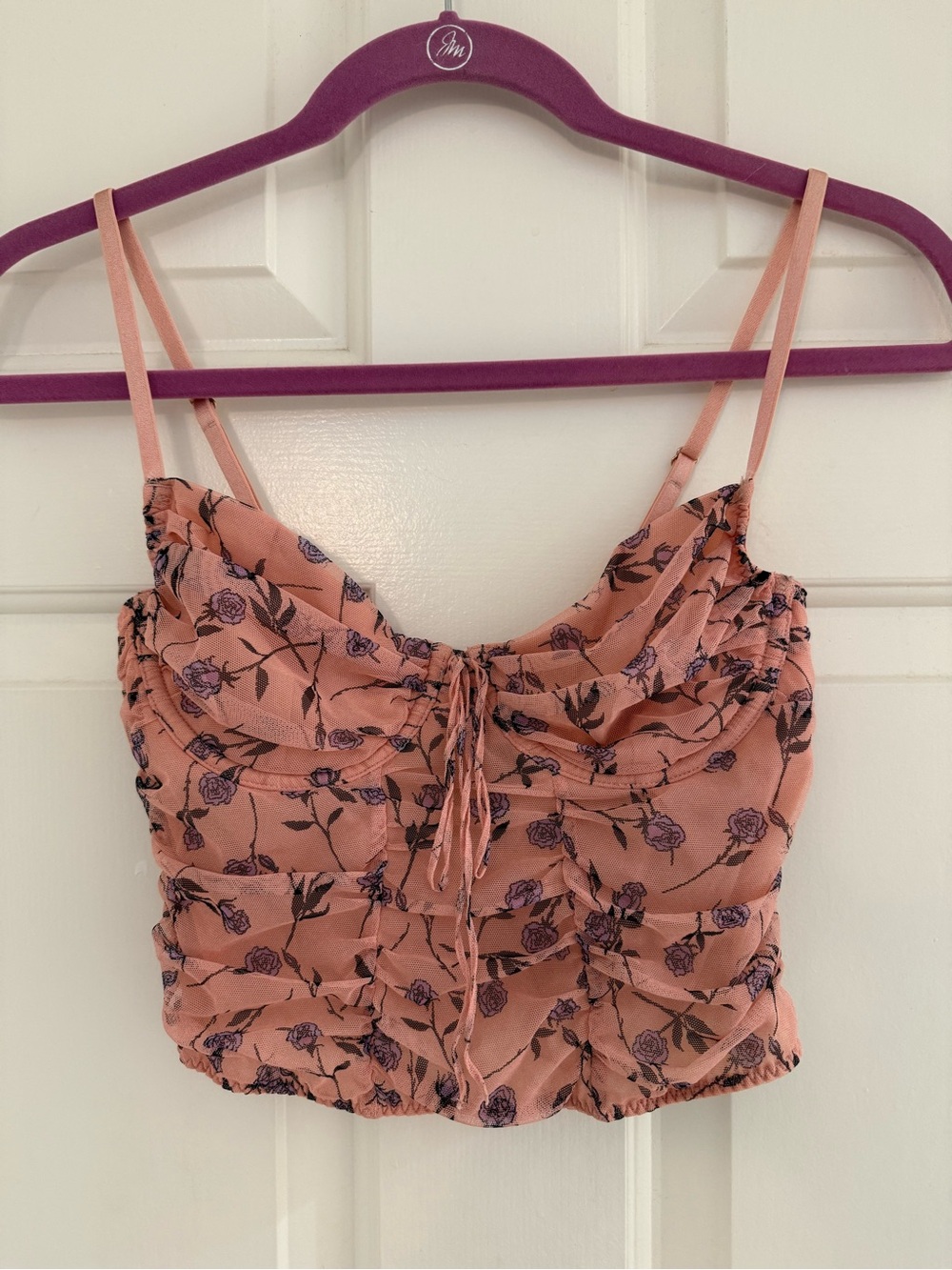 Victoria's Secret Pink Floral SheerRuched Bustier Camisole bra